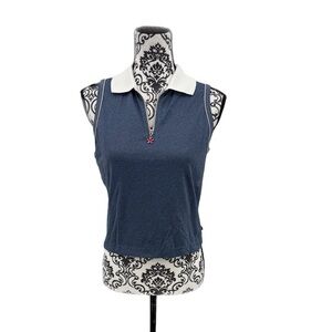 Tail Sleeveless Quarter Zip Navy White Collar Golf Athletic Shirt Red Star Charm